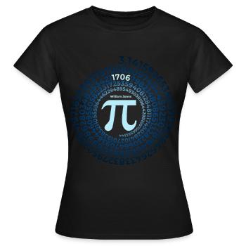 Pi Inventor | William Jones 1706 Numéro du cercle - T-shirt Femme - noir - Devant - AI Model Female 172 dark (172cm)