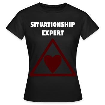 Relationship expert in the triangle - Women's T-Shirt - black - Front - AI Model Female 172 dark (172cm)