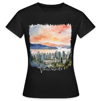 Vancouver Watercolor, Vancouver Canada - T-shirt Femme - noir - Devant - AI Model Female 172 dark (172cm)