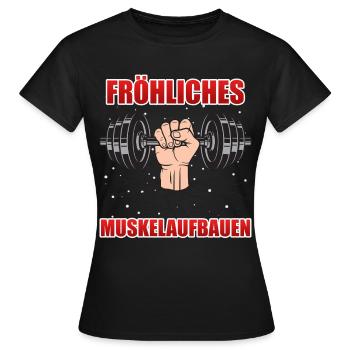 Noël JOYEUX RENFORCEMENT MUSCULAIRE Drôle - T-shirt Femme - noir - Devant - AI Model Female 172 dark (172cm)
