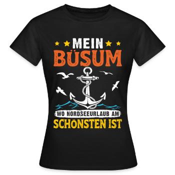 Mer du Nord MON BÜSUM OÙ LES VACANCES EN MER DU NORD SONT LES PLUS BELLES - T-shirt Femme - noir - Devant - AI Model Female 172 dark (172cm)