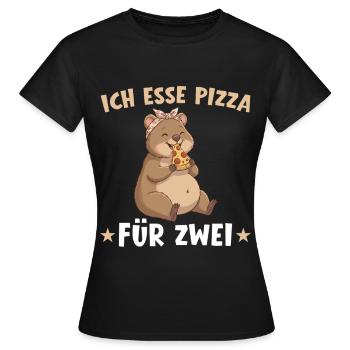 Schwangerschaft Verkünden Pizza Quokka Mama - Frauen T-Shirt - Schwarz - Vorne - AI Model Female 172 dark (172cm)