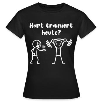 Strichmännchen PAUSE FÜR DIE MUSKELN Lustig - Frauen T-Shirt - Schwarz - Vorne - AI Model Female 172 dark (172cm)