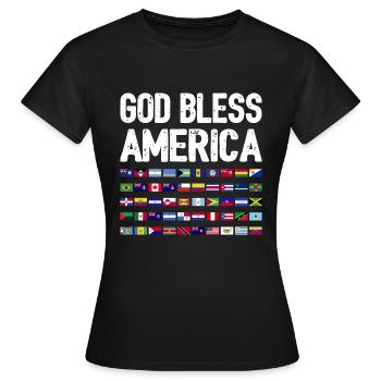 Que Dieu bénisse l’Amérique Continent Tous les pays Patrimoine - T-shirt Femme - noir - Devant - AI Model Female 172 dark (172cm)
