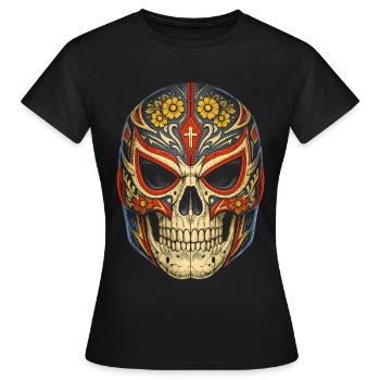 Lucha Libre Luchador Dias De Los Muertos - T-shirt Femme - noir - Devant - AI Model Female 172 dark (172cm)