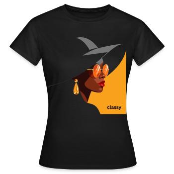 Femme élégante avec chapeau et lunettes de soleil - T-shirt Femme - noir - Devant - AI Model Female 172 dark (172cm)
