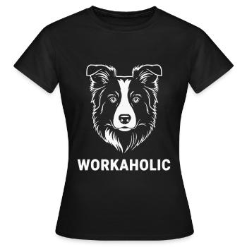 Workaholic Border Collie - Frauen T-Shirt - Schwarz - Vorne - AI Model Female 172 dark (172cm)