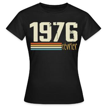 Februar 1976 – Februar 1976 Jubiläum 1976 - Frauen T-Shirt - Schwarz - Vorne - AI Model Female 172 dark (172cm)