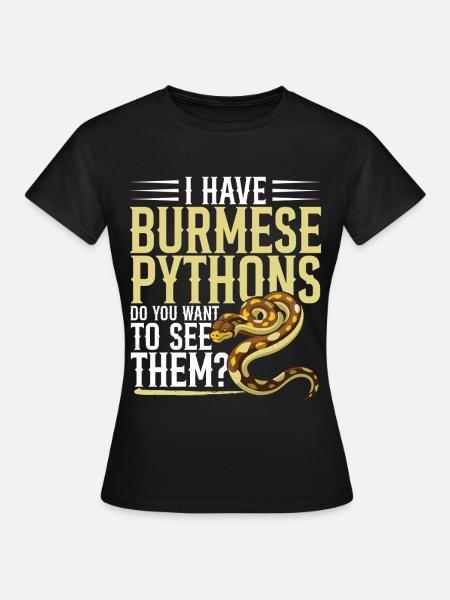 Burmesische Python HDE Schlangen-Stofftier-Reptil - Frauen T-Shirt - Schwarz
