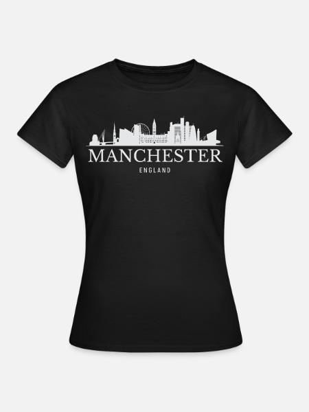 Manchester Skyline, Manchester England - Frauen T-Shirt - Schwarz