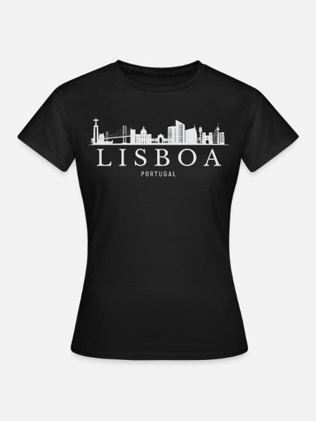 Lissabon, Portugal, Lissabons Skyline - Frauen T-Shirt - Schwarz