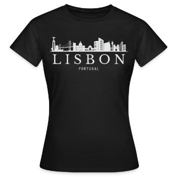 Lissabon Skyline, Lissabon Souvenir - Frauen T-Shirt - Schwarz - Vorne - AI Model Female 172 dark (172cm)