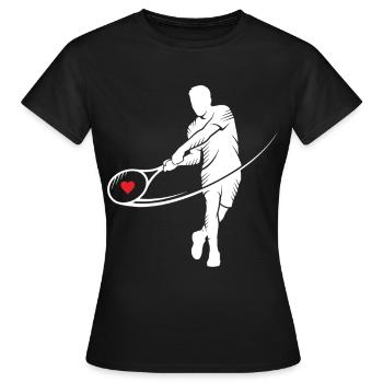 Tennis Silhouette Herz im Schläger Motiv - Frauen T-Shirt - Schwarz - Vorne - AI Model Female 172 dark (172cm)