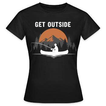 Pêche Rivière Canoë Get Outside - T-shirt Femme - noir - Devant - AI Model Female 172 dark (172cm)