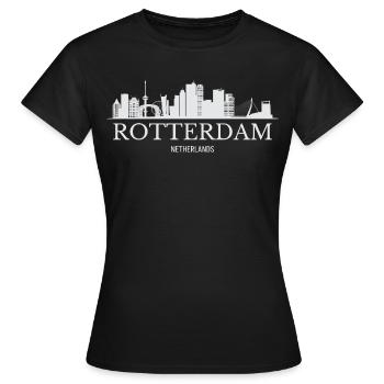 Rotterdam Skyline, Rotterdam Netherlands - Women's T-Shirt - black - Front - AI Model Female 172 dark (172cm)
