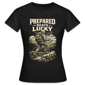 Préparateur Survivaliste Préparé bat Chance - T-shirt Femme - noir - Devant - AI Model Female 172 dark (172cm)