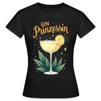 Gin Prinzessin – Queen of Gin & Tonic - Frauen T-Shirt - Schwarz - Vorne - AI Model Female 172 dark (172cm)