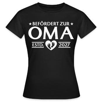 Befördert zur Oma 2027 - Schwangerschaft verkünden - Frauen T-Shirt - Schwarz - Vorne - AI Model Female 172 dark (172cm)
