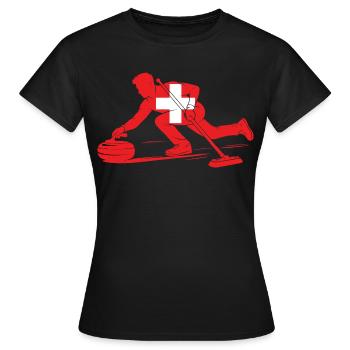 Curling Spieler Schweiz Eissport Fan - Frauen T-Shirt - Schwarz - Vorne - AI Model Female 172 dark (172cm)
