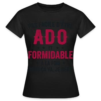 Humour Ado - Je Suis Un Ado Formidable - T-shirt Femme - noir - Devant - AI Model Female 172 dark (172cm)