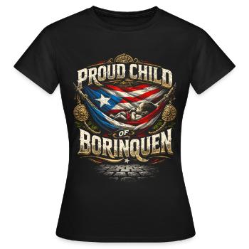 Enfant Boricua fier de Borinquen de Porto Rico - T-shirt Femme - noir - Devant - AI Model Female 172 dark (172cm)