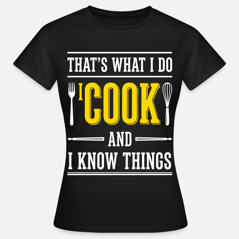 Chef Siger Typografi Køkken - Dame-T-shirt - sort