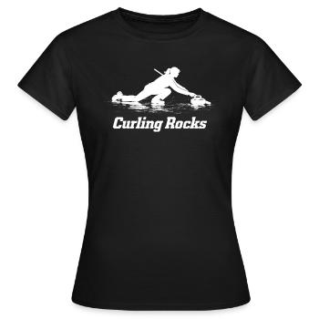 Curling Rocks Sportlerin Eissport Wintersport - Frauen T-Shirt - Schwarz - Vorne - AI Model Female 172 dark (172cm)