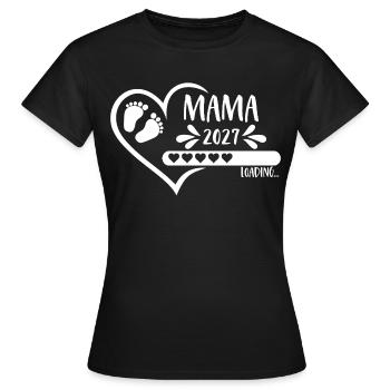 Mom 2027 loading Heart Girl Boy Baby Feet - Women's T-Shirt - black - Front - AI Model Female 172 dark (172cm)