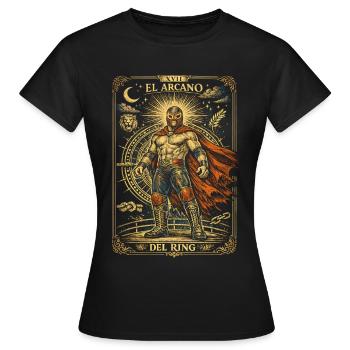 Lucha Libre Luchador Tarot Card - T-shirt Femme - noir - Devant - AI Model Female 172 dark (172cm)