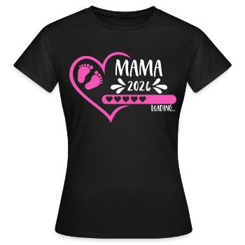 Mama 2026 loading Herz Version Mädchen pink rosa - Frauen T-Shirt - Schwarz - Vorne - AI Model Female 172 dark (172cm)