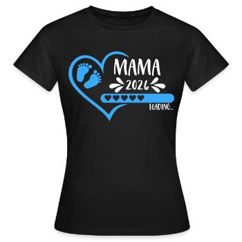 Mama 2026 loading Herz Version Junge blau - Frauen T-Shirt - Schwarz - Vorne - AI Model Female 172 dark (172cm)