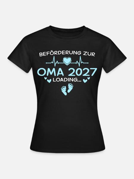 Oma 2027 Herz: Süßes Design für werdende Omas - Frauen T-Shirt - Schwarz