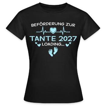Tante 2027 Herz Schwangerschaft Verkündung - Frauen T-Shirt - Schwarz - Vorne - AI Model Female 172 dark (172cm)