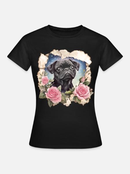 Schwarzer Mops - Frauen T-Shirt - Schwarz