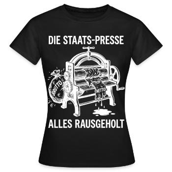 Die Staats Presse Alles Rausgeholt - Frauen T-Shirt - Schwarz - Vorne - AI Model Female 172 dark (172cm)