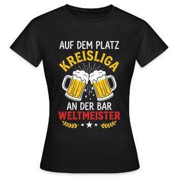 Kreisliga Fußball Bier Geschenk Mannschaftsfahrt - Frauen T-Shirt - Schwarz - Vorne - AI Model Female 172 dark (172cm)