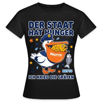 Der Staat Hat Hunger Pelikan - Frauen T-Shirt - Schwarz - Vorne - AI Model Female 172 dark (172cm)