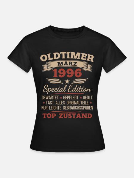 30. Geburtstag Geschenk Mann Oldtimer März 1996 - Frauen T-Shirt - Schwarz