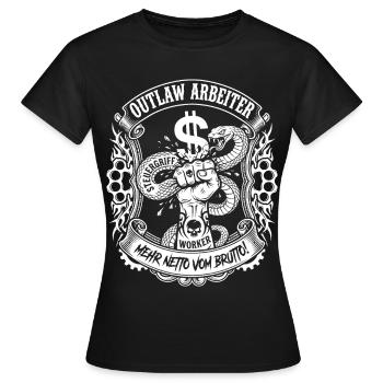 Outlaw Arbeiter Faust Zerquetscht Steuer Schlange - Frauen T-Shirt - Schwarz - Vorne - AI Model Female 172 dark (172cm)