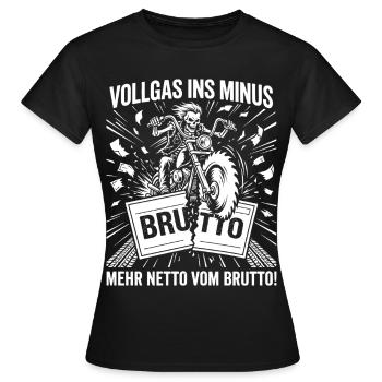 Vollgas Ins Minus, Motorrad Skelett - Frauen T-Shirt - Schwarz - Vorne - AI Model Female 172 dark (172cm)