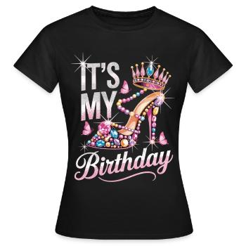 T-shirt Princesse Couronne pour fête d’anniversaire - T-shirt Femme - noir - Devant - AI Model Female 172 dark (172cm)
