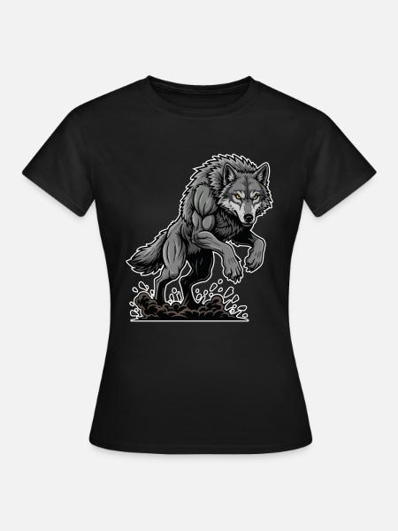 Werwolf Mighty Racing Maskottchen Wolf - Frauen T-Shirt - Schwarz