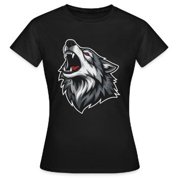Wild Wolf Heult Rotaugen-Maskottchen Wolf Maskottchen - Frauen T-Shirt - Schwarz - Vorne - AI Model Female 172 dark (172cm)