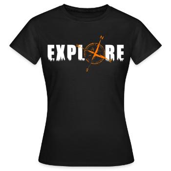 Explore Motiv mit einem Kompass - Frauen T-Shirt - Schwarz - Vorne - AI Model Female 172 dark (172cm)