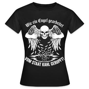 Wie Ein Engel Gearbeitet Vom Staat Kahl Gerupft - Frauen T-Shirt - Schwarz - Vorne - AI Model Female 172 dark (172cm)
