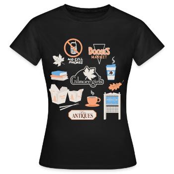 Gilmore Girls Essentials Collage Pastell - Frauen T-Shirt - Schwarz - Vorne - AI Model Female 172 dark (172cm)
