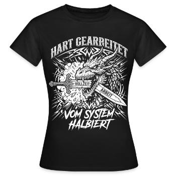 Hart Gearbeitet Vom System Halbiert - Frauen T-Shirt - Schwarz - Vorne - AI Model Female 172 dark (172cm)