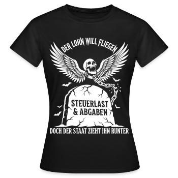 Les salaires veulent s’envoler, la charge fiscale s’impose - T-shirt Femme - noir - Devant - AI Model Female 172 dark (172cm)