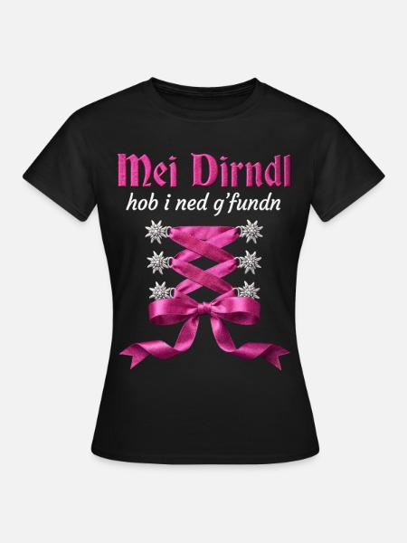 Trachtenshirt Damen Trachten T-Shirt Dirndl Outfit - Frauen T-Shirt - Schwarz