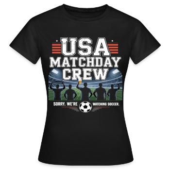 USA Matchday Crew – Soccer Fan - Women's T-Shirt - black - Front - AI Model Female 172 dark (172cm)